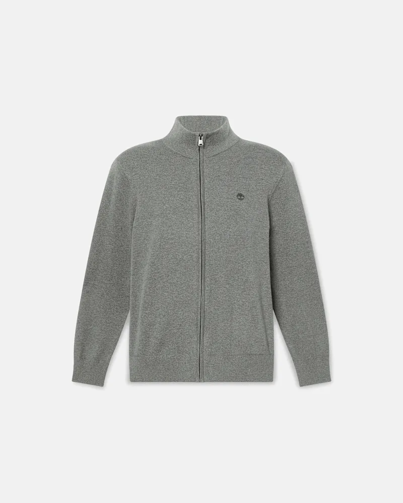 Timberland Williams River Baumwollpullover mit durchgehendem Reißverschluss für Herren in Grau, Herren, Grau, Größe Grau