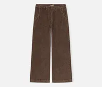 Gewaschene Cordhose mit weitem Bein für Damen in Braun, Damen, Braun, Größe