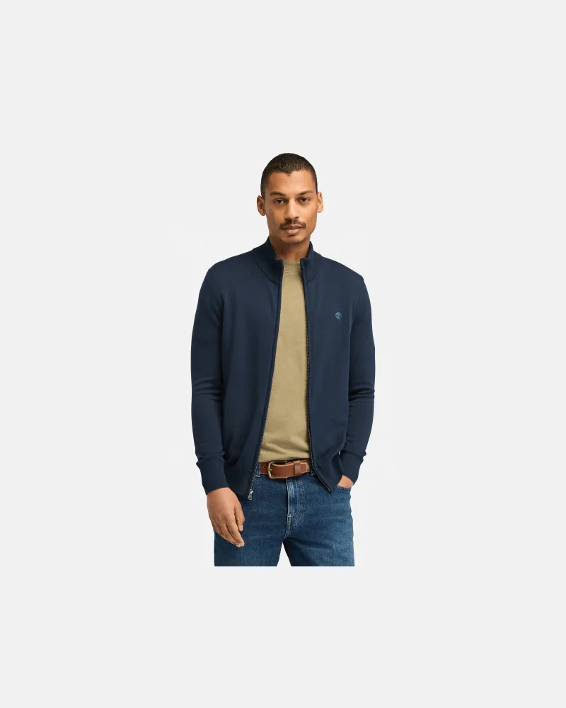 Timberland Williams River Baumwollpullover mit durchgehendem Reißverschluss für Herren in Dunkelblau, Herren, Blau, Größe Blau