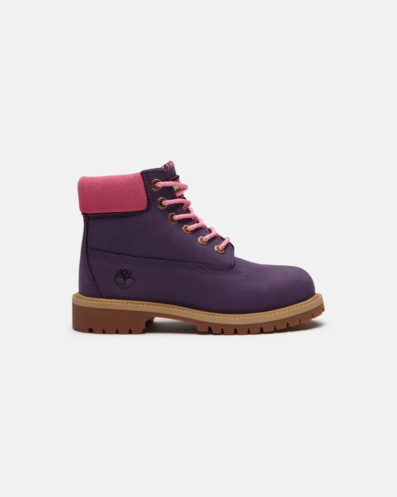 Timberland Wasserfester Timberland Premium 6-Inch Boot für Kinder in Dunkelviolett/Hellpink, Violett, Größe Violett