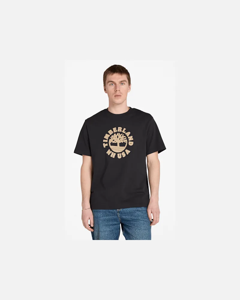 Timberland Kurzärmeliges T-Shirt mit Weihnachtsgrafik vorne für Herren in Schwarz, Herren, Schwarz, Größe Schwarz