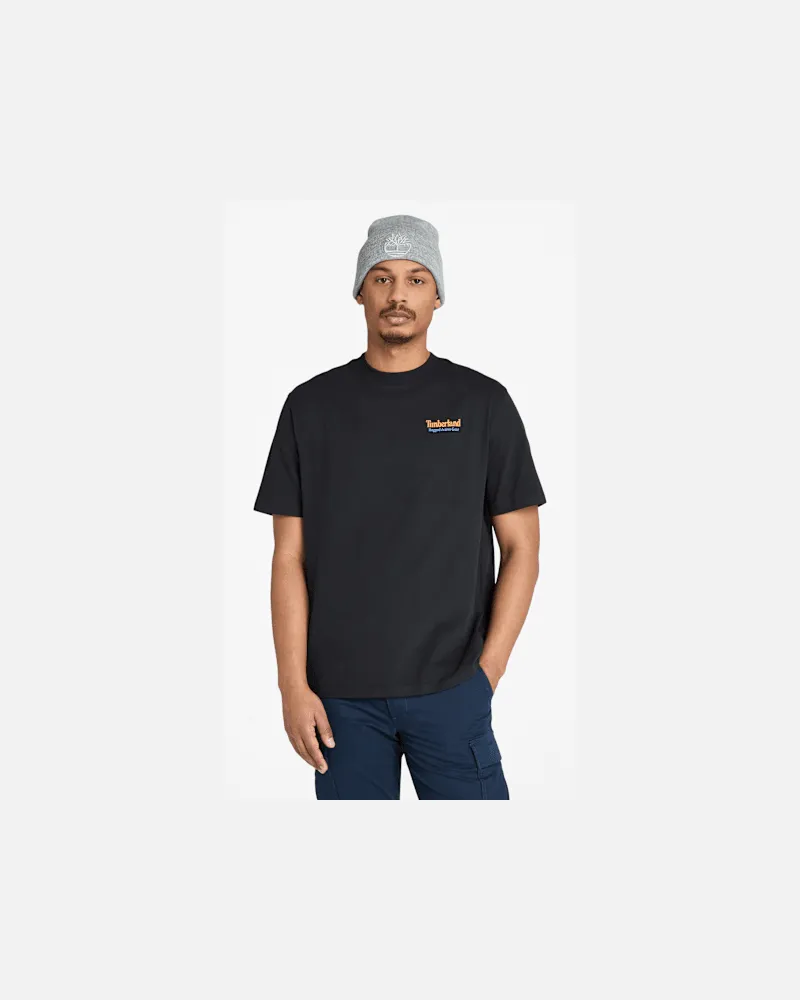 Timberland Robustes Active Gear T-Shirt mit Grafik am Rücken für Herren in Schwarz/Dunkelgelb, Herren, Schwarz, Größe Schwarz