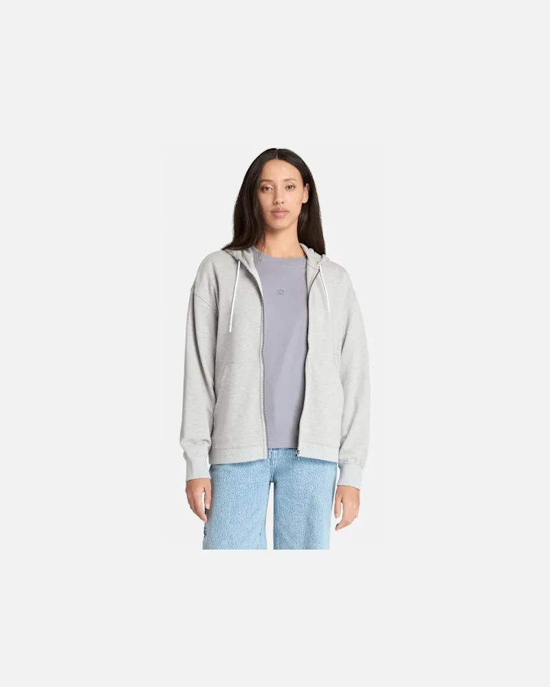 Timberland Exeter Loopback-Hoodie mit durchgehendem Reißverschluss für Damen in Hellgrau, Damen, Grau, Größe Grau