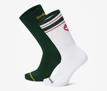 Crew-Socke mit Retro-Logo im 2er-Pack in Dunkelgrün, Grün, Größe