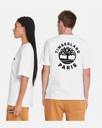 Timberland All Gender Kurzarm-T-Shirt mit Paris-Grafik in Weiß