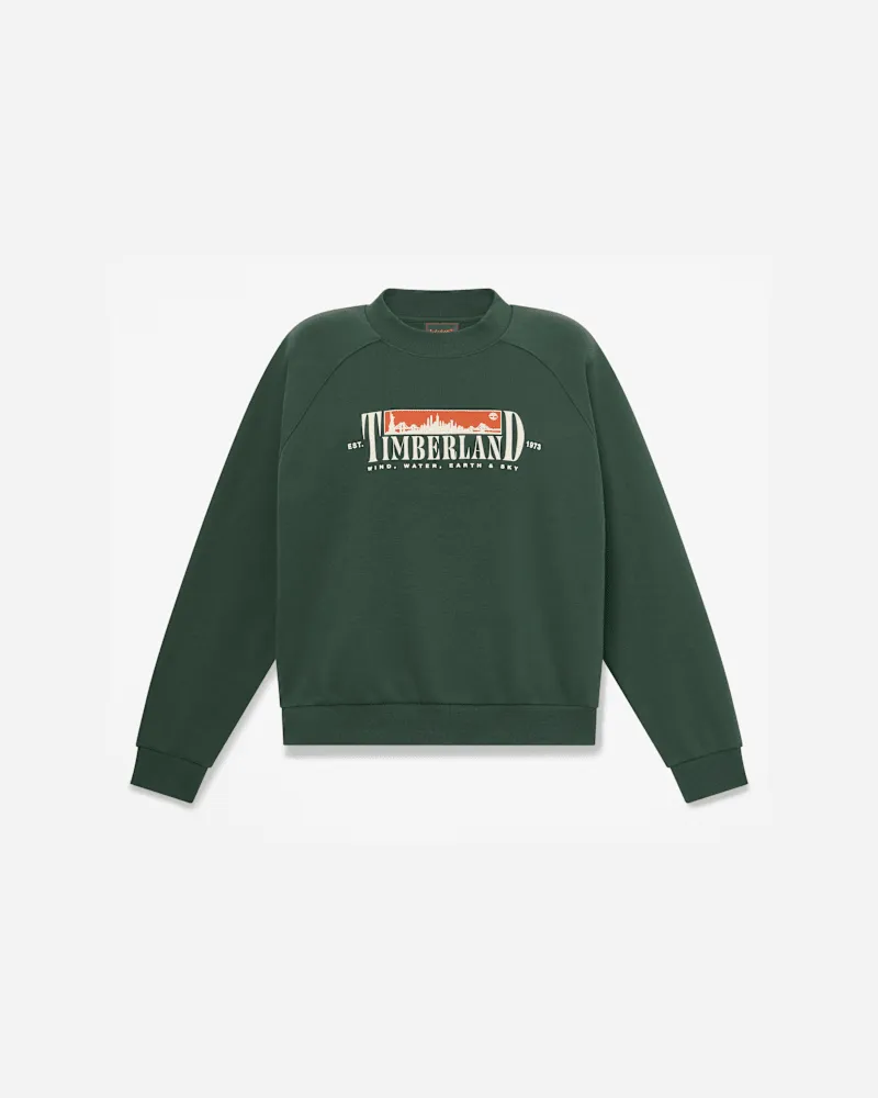 Timberland Sweatshirt mit Rundhalsausschnitt, Grafik und angerauter Innenseite für Damen in Dunkelgrün, Damen, Grün, Größe Grün