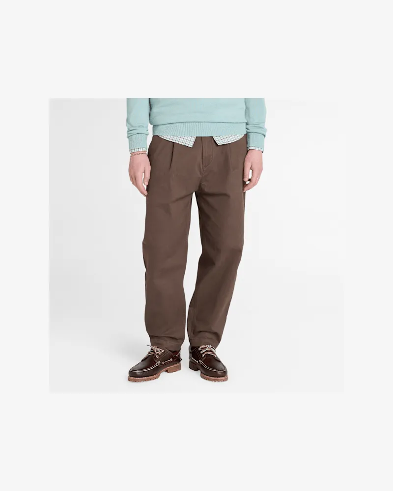 Timberland Claremont Faltenhose aus gewaschenem, angerautem Twill für Herren in Braun, Herren, Braun, Größe Braun