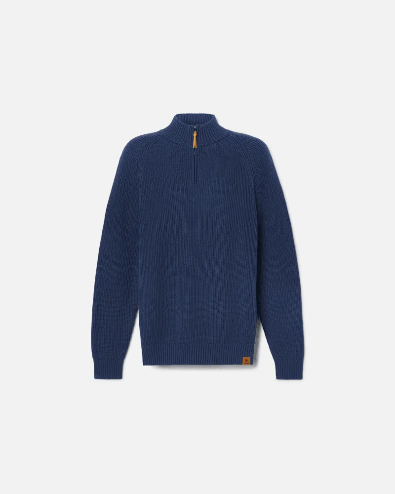 Timberland Strukturierter Williams River Pullover mit 1/4-Reißverschluss für Herren in Dunkelblau, Herren, Blau, Größe Blau