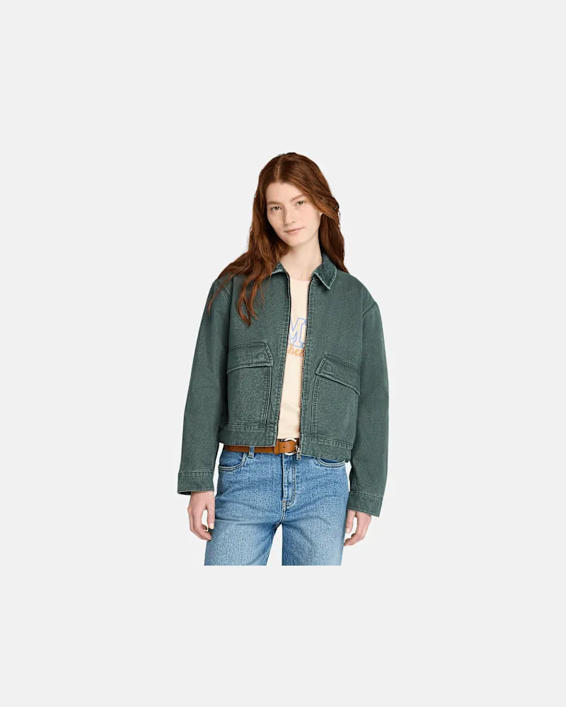 Timberland Strafford Jacke aus gewaschenem Canvas für Damen in Dunkelgrün, Damen, Grün, Größe Grün