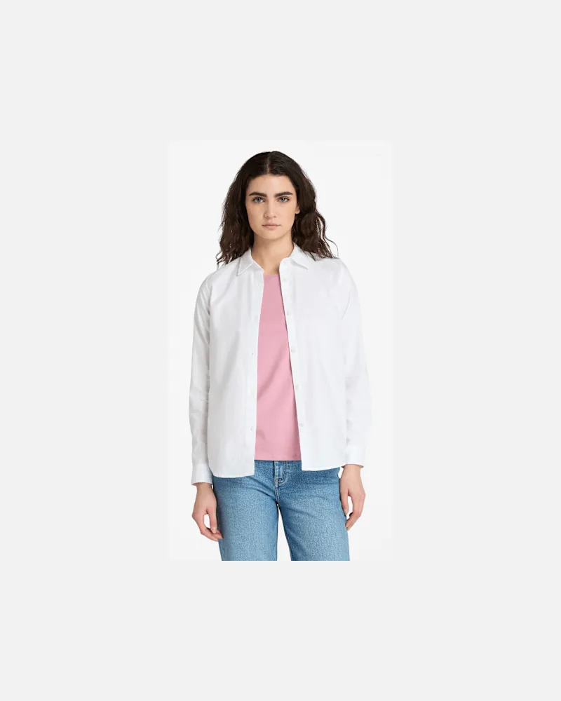 Timberland Timberland Oxford-Langarmhemd für Damen in Weiß, Damen, Weiß, Größe Weiß