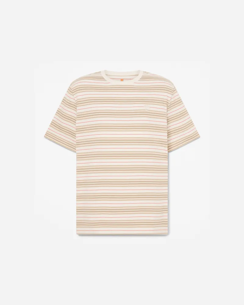 Timberland All Gender T-Shirt mit Streifen in Weiß/Rosa, Pink, Größe Pink