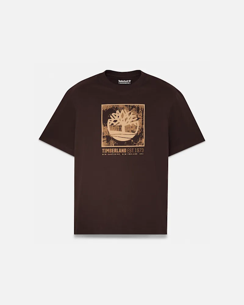 Timberland Kurzärmeliges T-Shirt mit Stapellogo für Herren in Dunkelbraun, Herren, Braun, Größe Braun