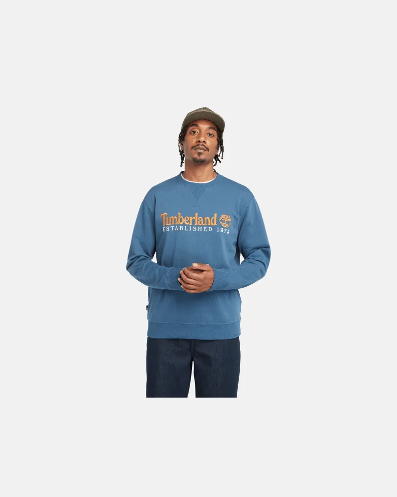 Timberland Rundhals-Sweatshirt mit aufgesticktem „Established 1973"-Logo für Herren in Dunkelblau, Herren, Blau, Größe Blau