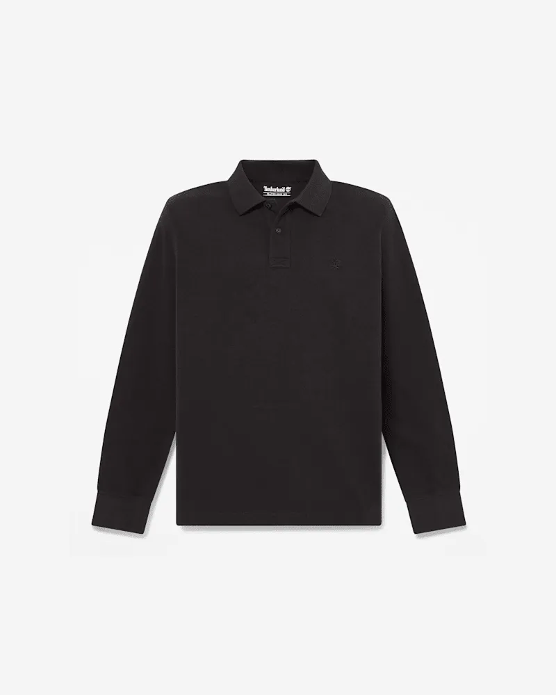 Timberland Millers River Langarm-Poloshirt für Herren in Schwarz, Herren, Schwarz, Größe Schwarz