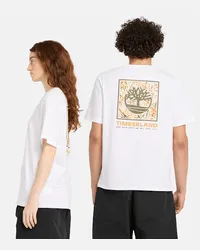 Timberland All Gender Stack Kurzarm-T-Shirt mit Tarn-Grafik in Weiß