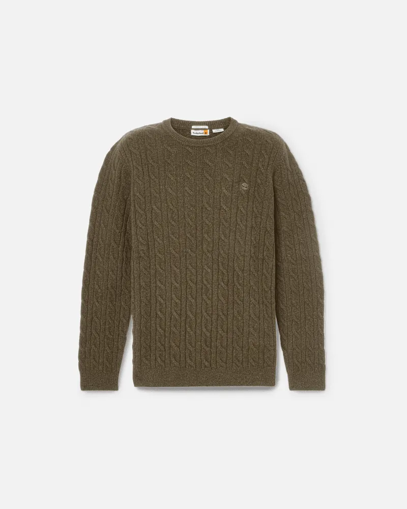 Timberland Phillips Brook Rundhalspullover mit Zopfmuster für Herren in Grün, Herren, Grün, Größe Grün