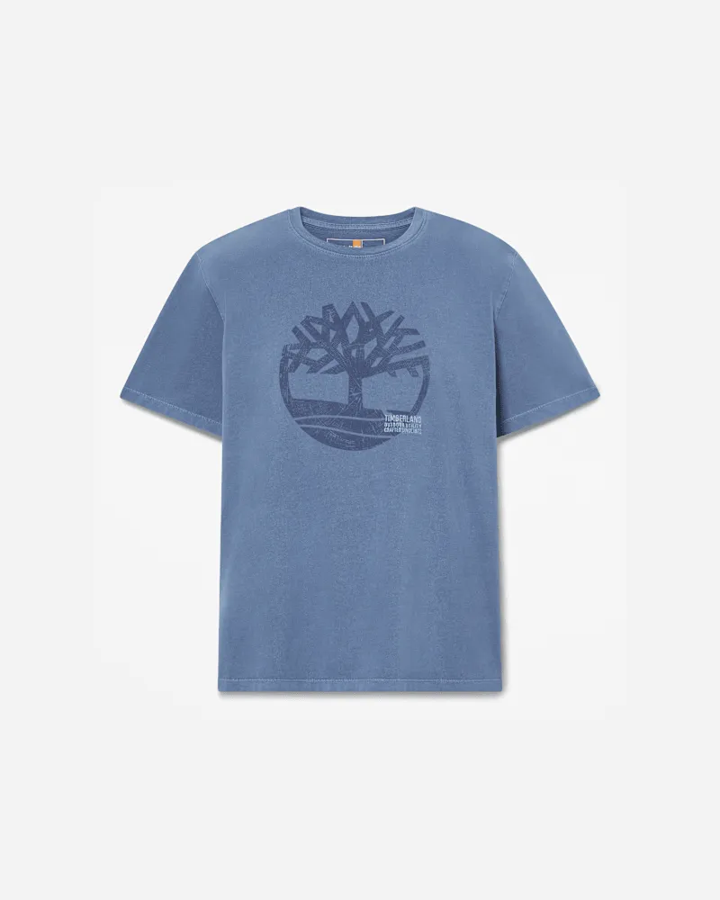 Timberland Stückgefärbtes T-Shirt mit Logo-Grafik für Herren in Dunkelblau, Herren, Blau, Größe Blau