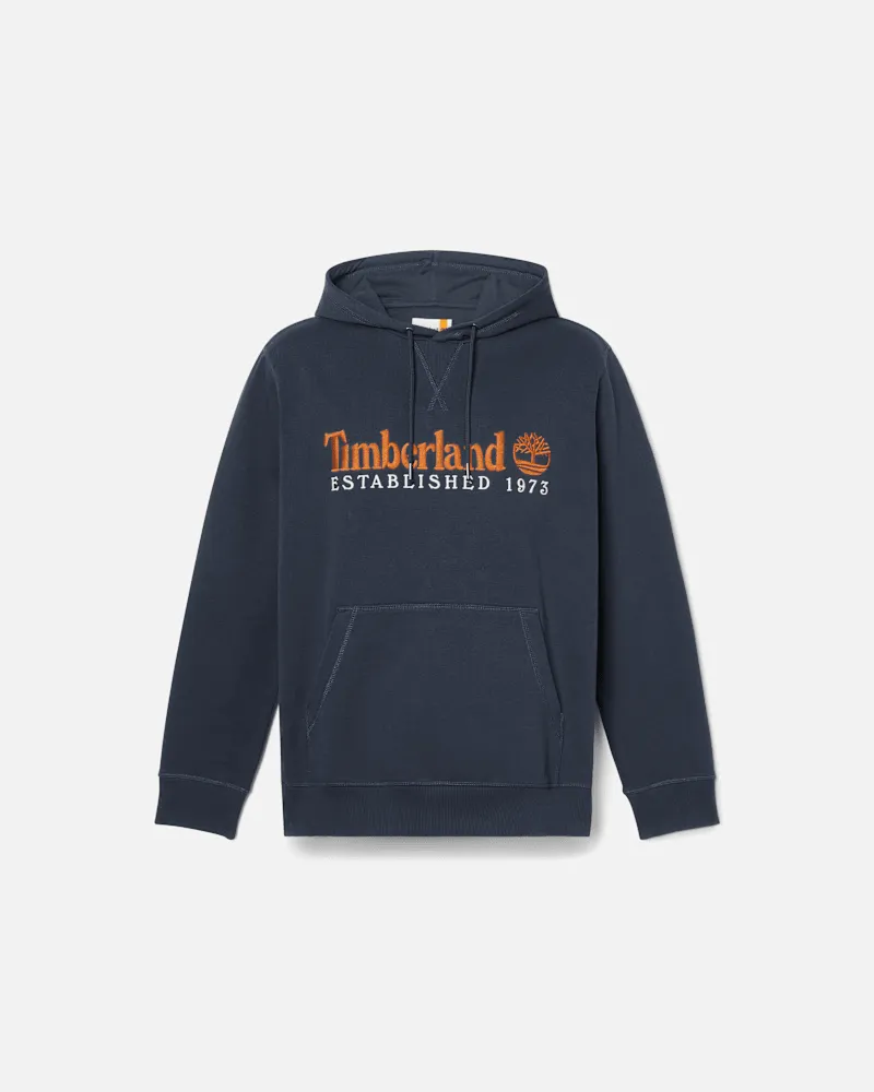 Timberland Loopback-Hoodie mit aufgesticktem „Established 1973"-Logo für Herren in Dunkelblau, Herren, Blau, Größe Blau