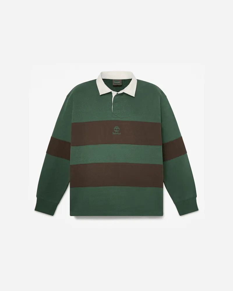 Timberland Rugby-Polo-Sweatshirt für Herren in Dunkelgrün/Dunkelbraun, Herren, Grün, Größe Grün
