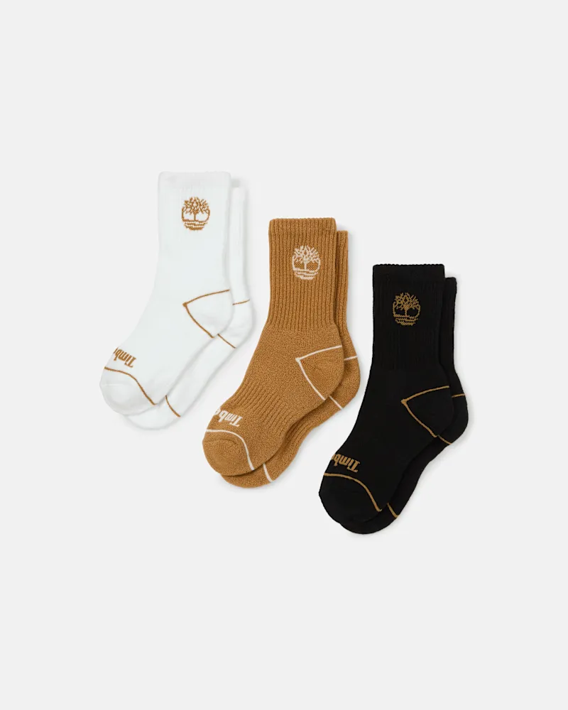 Timberland 3er-Pack Bowden Crew Socken für Kinder in Gelb, Gelb, Größe Gelb