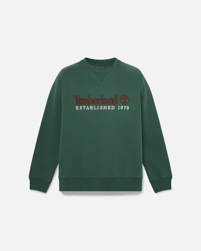 Timberland Rundhals-Sweatshirt mit aufgesticktem „Established 1973"-Logo für Herren in Dunkelgrün, Herren, Grün, Größe Grün