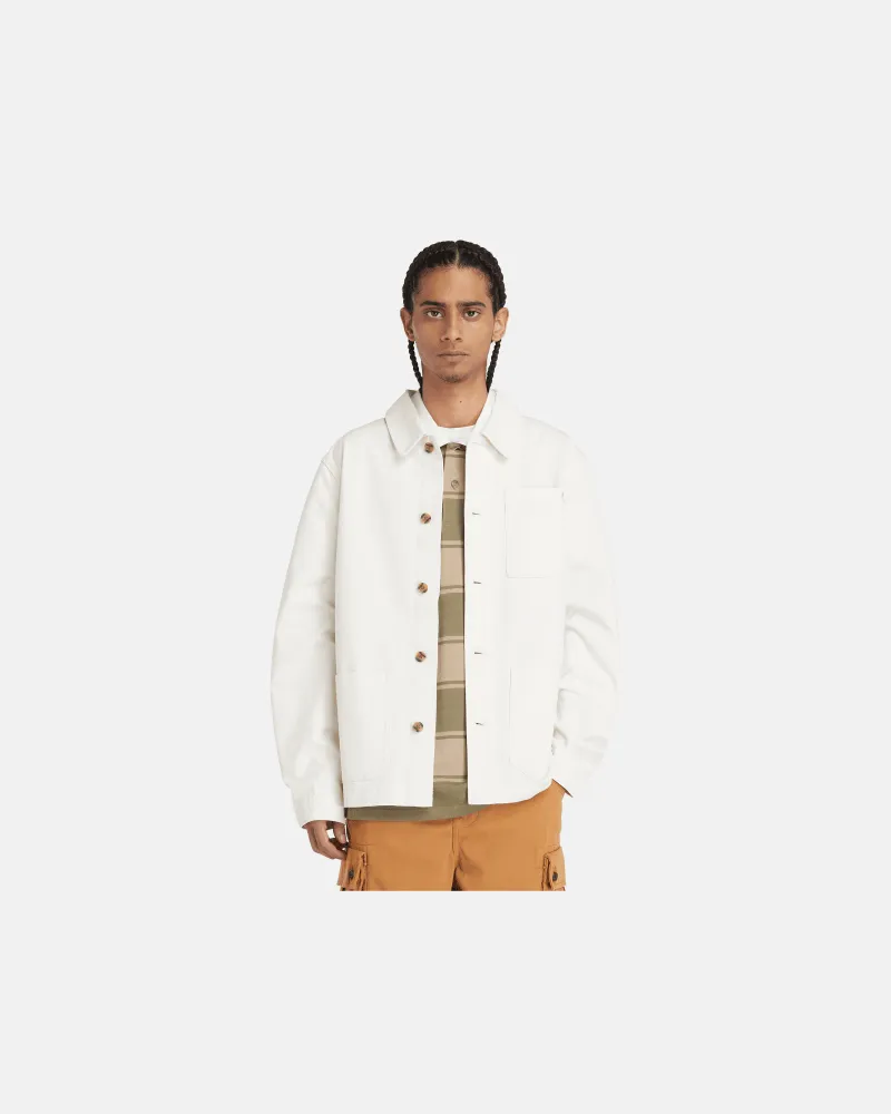 Timberland Verwaschene Kempshire Chore Canvas-Jacke für Herren in Weiß, Herren, Weiß, Größe Weiß