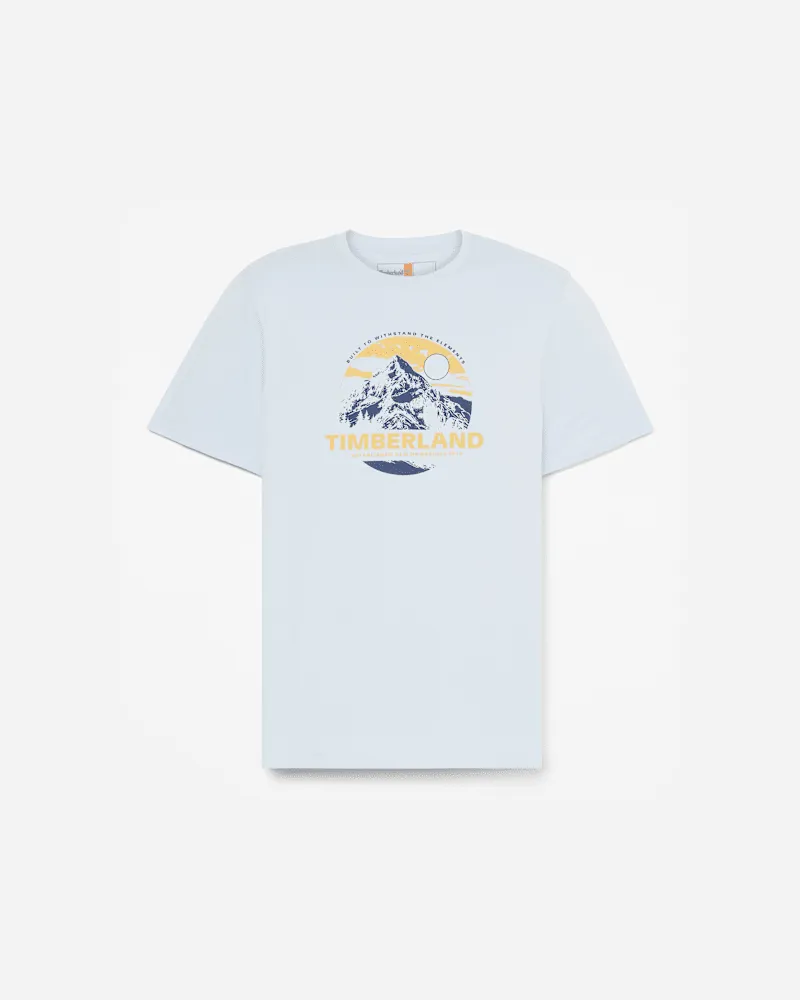 Timberland Kurzärmeliges T-Shirt mit Berggrafik für Herren in Hellblau, Herren, Blau, Größe Blau