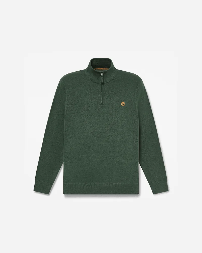 Timberland Williams River Baumwollpullover mit Viertelreißverschluss für Herren in Dunkelgrün, Herren, Grün, Größe Grün