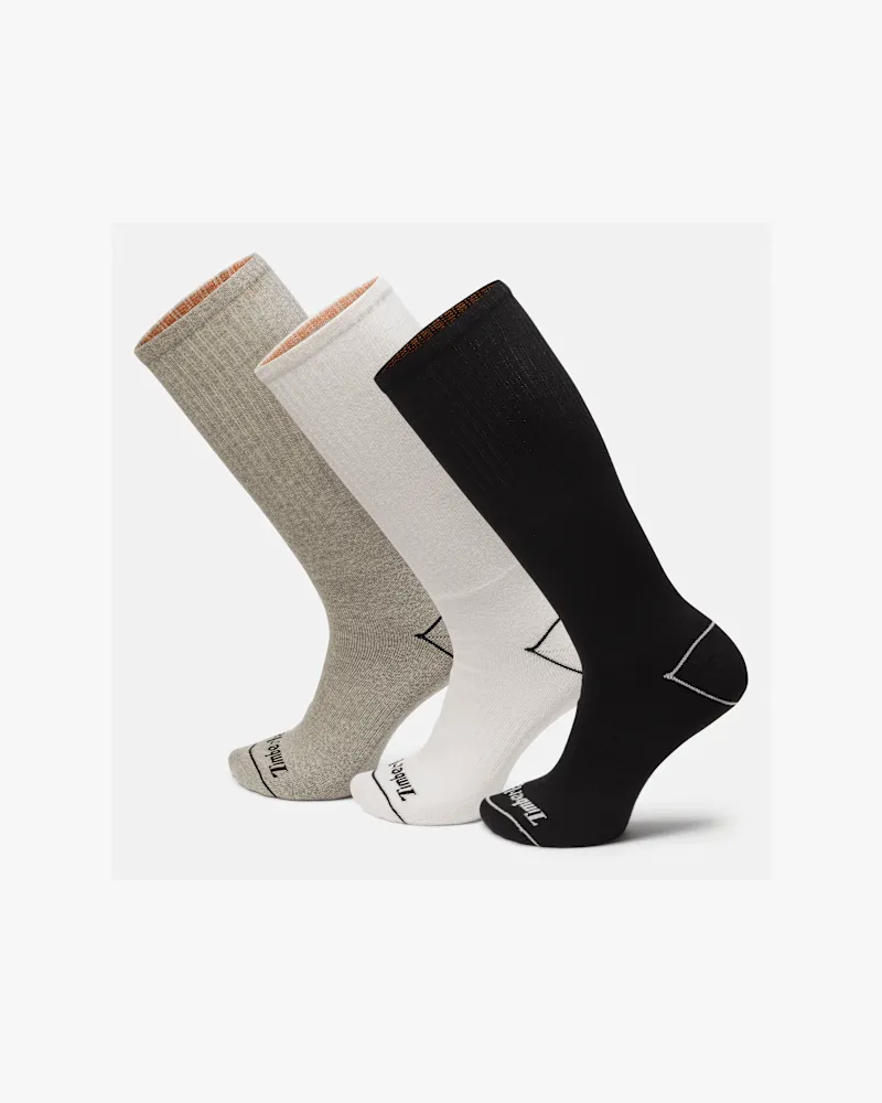 Timberland 3er-Pack Bowden Crew-Socken mit durchgehender Polsterung in Mehrfarbig, Mehrfarbig, Größe Mehrfarbig