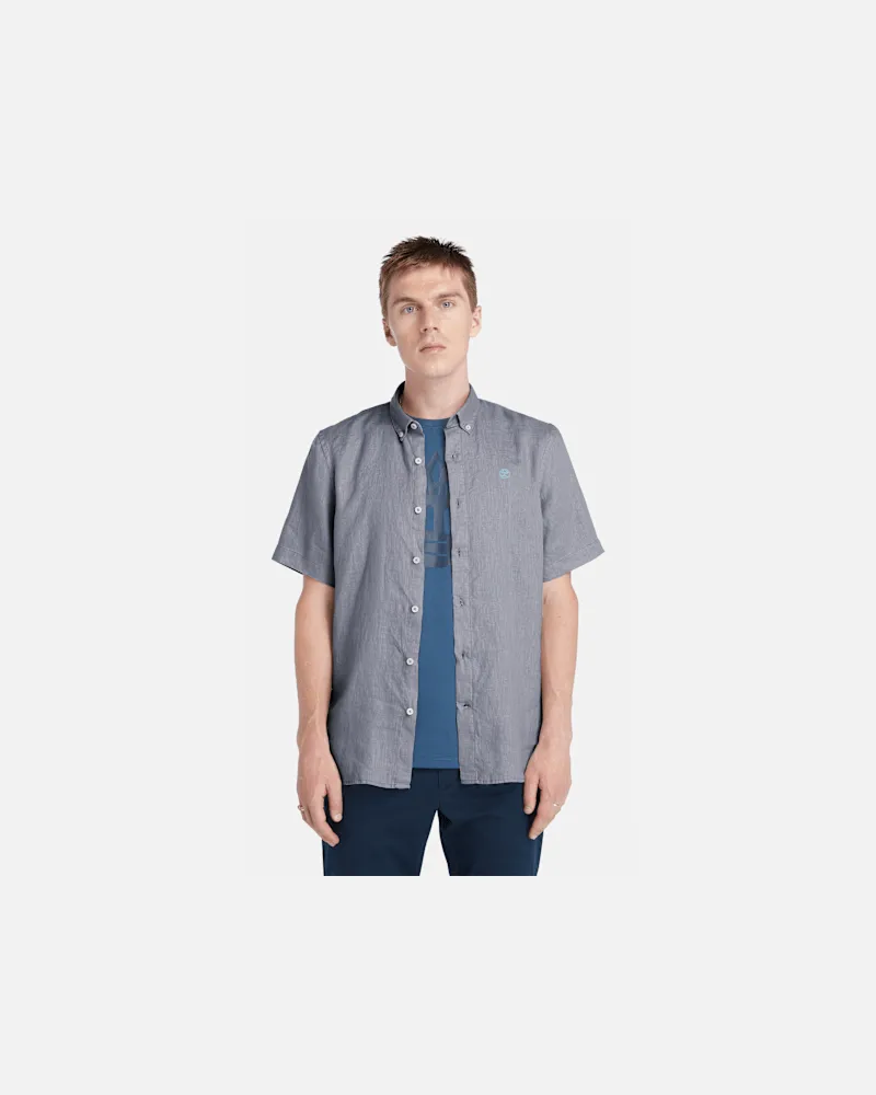 Timberland Mill Brook Kurzärmeliges Leinenhemd für Herren in Grau, Herren, Grau, Größe Grau