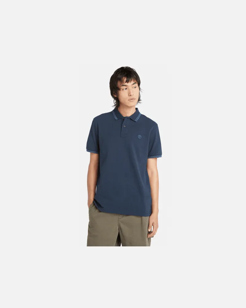Timberland Millers River Pikee-Polohemd mit Streifendetail für Herren in Dunkelblau, Herren, Blau, Größe Blau