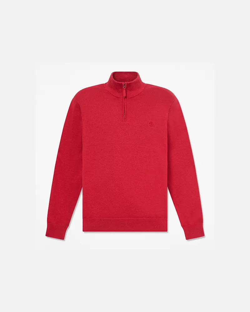 Timberland Williams River Baumwollpullover mit Viertelreißverschluss für Herren in Rot, Herren, Rot, Größe Rot
