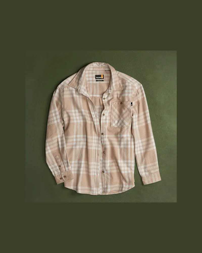 Timberland Mittelschweres Flanellhemd mit Tasche für Damen in Beige, Damen, Beige, Größe Beige