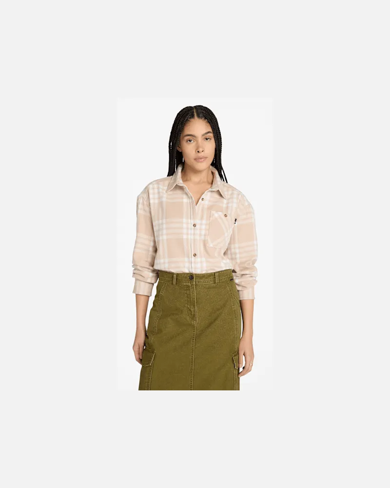 Timberland Mittelschweres Flanellhemd mit Tasche für Damen in Beige, Damen, Beige, Größe Beige