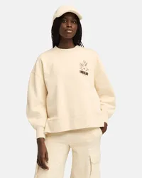 Timberland Gebürstetes Rundhals-Sweatshirt mit Grafik auf der Brust für Damen in , Frau Beige