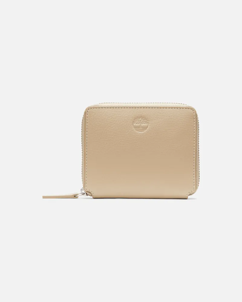 Timberland Quadratische Lederbrieftasche mit Reißverschluss für Damen in Beige, Beige Beige