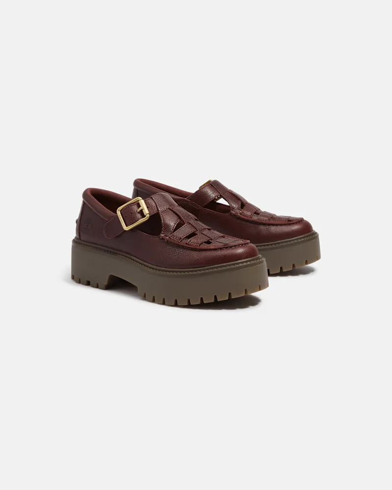 Timberland Stone Street Schnallenschuh mit Plateausohle für Damen in Dunkelrot, Damen, Rot, Größe Rot