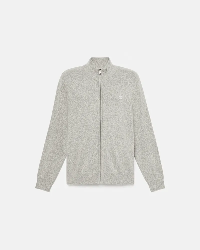 Timberland Johns River Baumwollpullover mit durchgehendem Reißverschluss für Herren in Grau/Weiß, Herren, Weiß, Größe Weiß