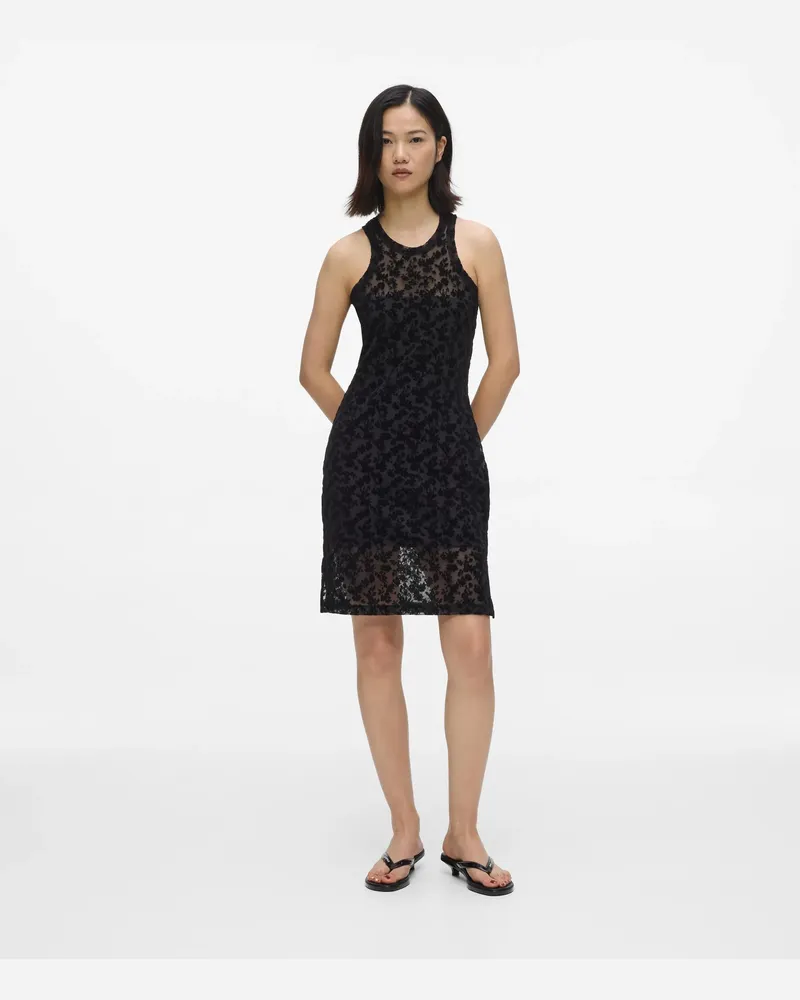 Karl Lagerfeld Florales Tanktop-kleid Aus Netzstoff, Female, Allover-blumenmuster, Size Black