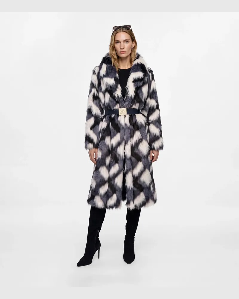 Karl Lagerfeld Maxi-mantel Aus Kunstpelz Mit Gürtel, Female, Multi, Size Multicoloured