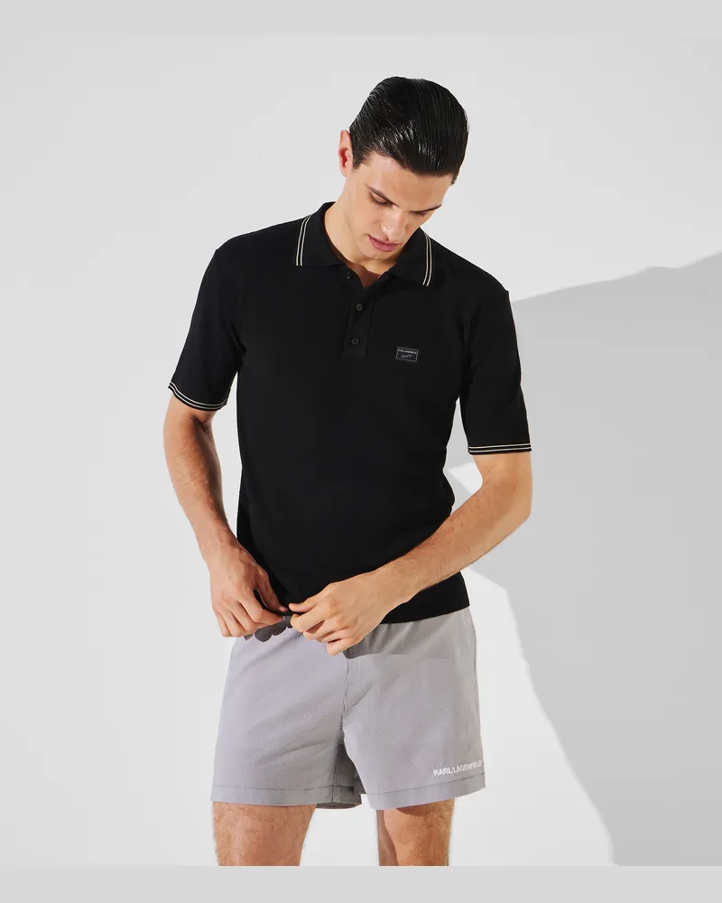 Karl Lagerfeld Kl X Borsalino Strick-poloshirt, Mann, Schwarz, Größe Schwarz