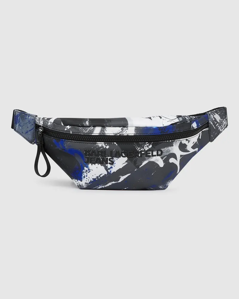 Karl Lagerfeld Gürteltasche Mit Graffiti-print, Herren, Schwarzer Denim - Grauer Denim, Größe Schwarzer