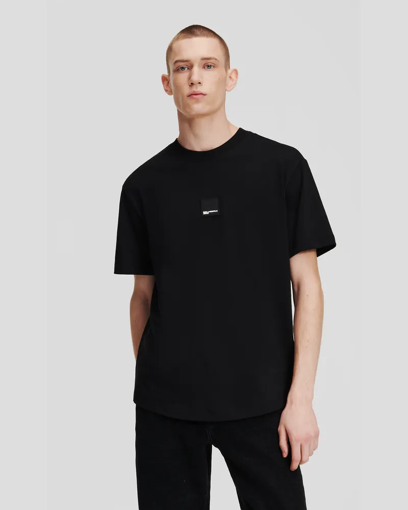 Karl Lagerfeld T-shirt Mit Geschwungenem Saum, Mann, Schwarz, Größe Schwarz