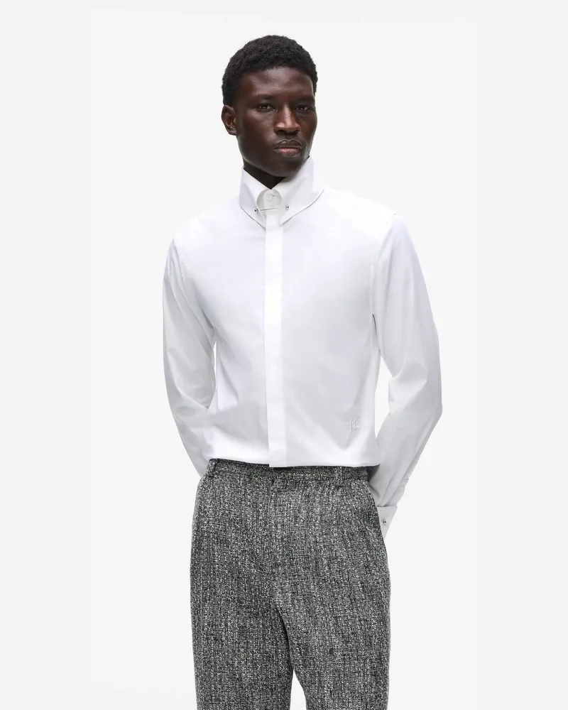 Karl Lagerfeld Hemd Mit Kragennadel, Male, Weiss, Size White