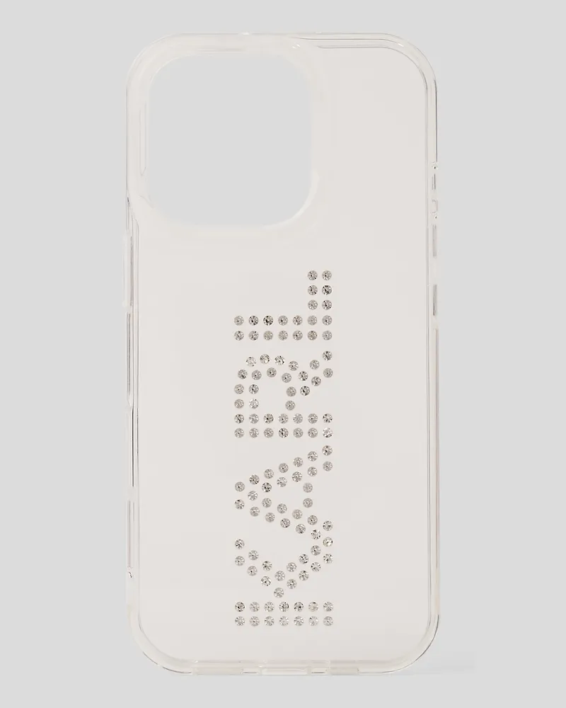 Karl Lagerfeld Schutzhülle Für Iphone 16 pro Mit Logo Aus Strass, Frau, Transparent, Größe Transparent
