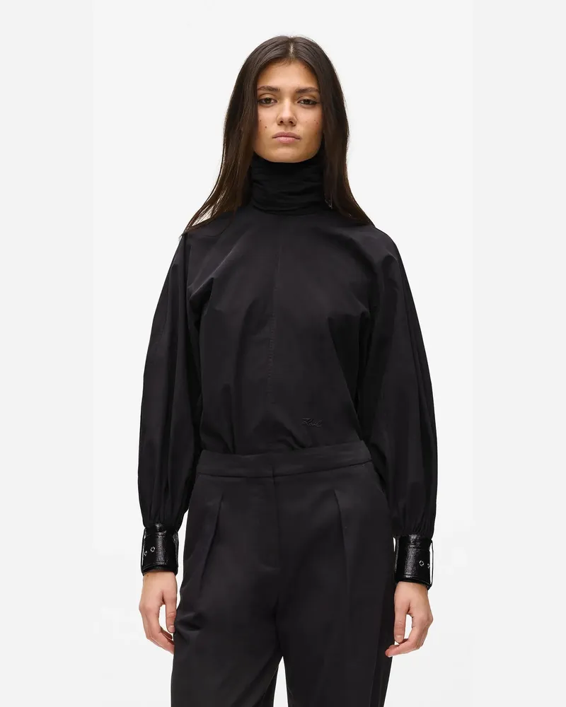 Karl Lagerfeld Bluse Mit Ballonärmeln, Damen, Schwarz, Größe Schwarz
