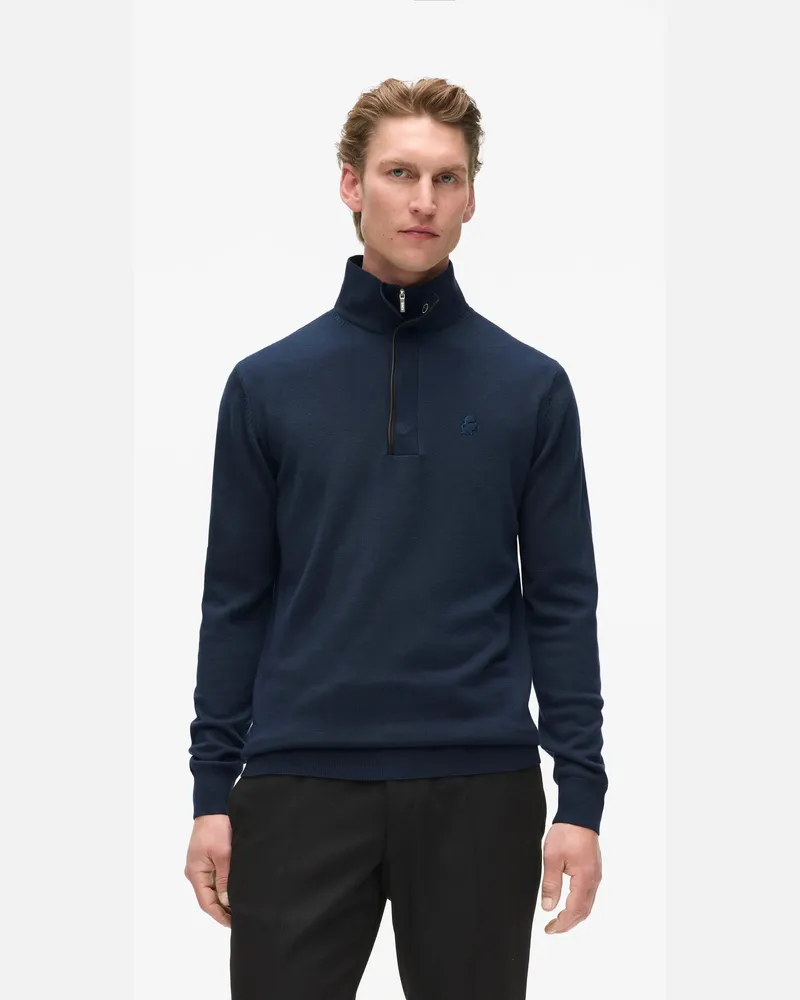 Karl Lagerfeld Woll-pullover Mit Halblangem Reißverschluss, Herren, Marineblau, Größe Marineblau