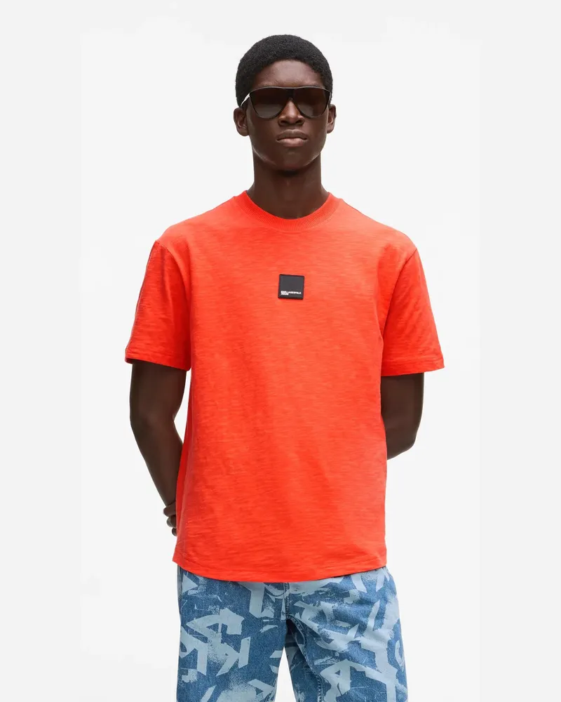 Karl Lagerfeld T-shirt Mit Abgerundetem Saum, Herren, Schwarze Streifen, Größe Schwarze