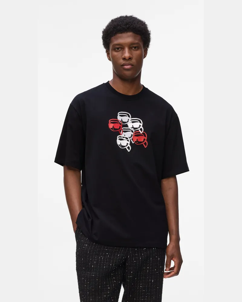 Karl Lagerfeld T-shirt Mit Ikon-print, Herren, Schwarz, Größe Schwarz