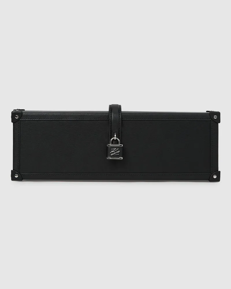 Karl Lagerfeld K/autograph Trunk Clutch Mit Vorhängeschloss, Damen, Schwarz-nickel, Größe Schwarz-nickel